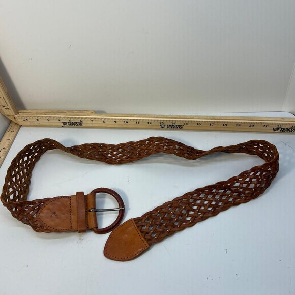 Accessories - Women's Vintage Brown Woven Leather Belt Handmade Boho Western Hand Braided